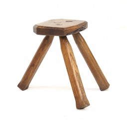 Brutalist eikenhouten kruk